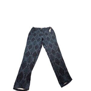 NWT St. Johns Bay Womens Size 18W Blue Stretch Floral Paisley Pants W32 L30